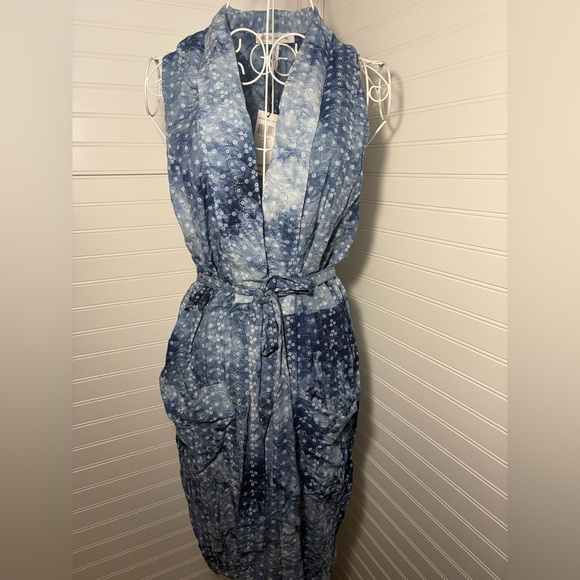 BCBGeneration Other - BCBGeneration Navy Blue Floral Tie-Dye Cover-up dress